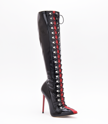 Sanctum Shoes Sanctum IRIS Knielaarzen met veters ZWART ROOD GLANZEND