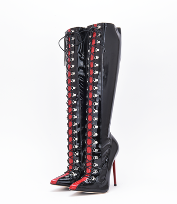 Sanctum Shoes Sanctum IRIS Knielaarzen met veters ZWART ROOD GLANZEND