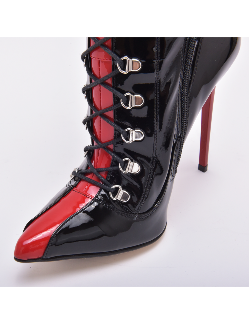 Sanctum Shoes Sanctum IRIS LACE-UP KNEE BOOTS BLACK RED SHINY