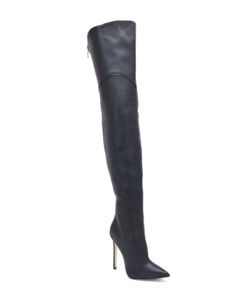 MANOUK THIGH BOOTS BLACK NAPPA with ZIPPER ON THE BACK and STUDS ...