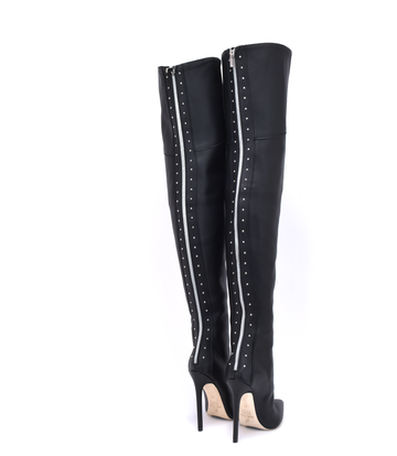 Sanctum Sanctum MANOUK THIGH BOOTS BLACK NAPPA with STUDS and made with CALFSKIN