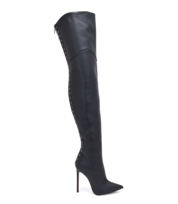 Sanctum 132-OULET Sanctum MANOUK THIGH BOOTS BLACK NAPPA with STUDS and made of CALF LEATHER