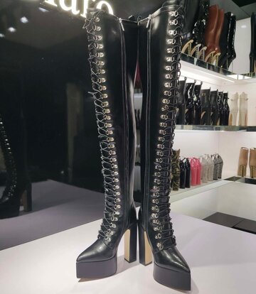 Giaro Giaro SECRETZ | BLACK MATTE | LACED THIGH BOOTS