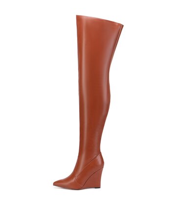 Giaro Giaro thigh boots with wedge heel EVERSON in brown matte