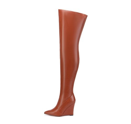 Giaro EVERSON | BROWN MATTE | WEDGE THIGH BOOTS