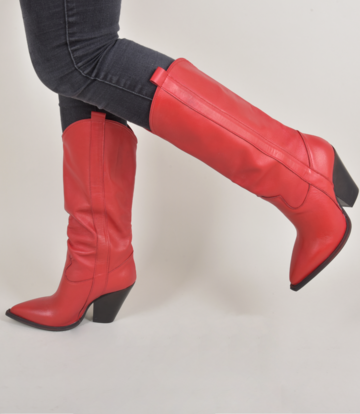 Sanctum Red leather Racuel high heel cowboy boots