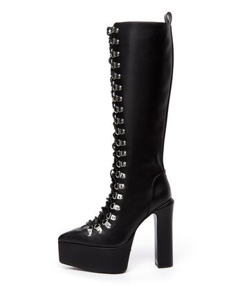 Giaro Giaro STRAGAZER | BLACK MATTE | LACED KNEE BOOTS