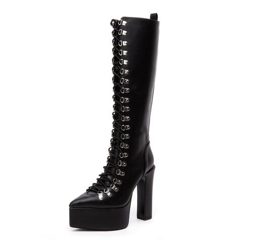 Giaro STRAGAZER | BLACK MATTE | LACED KNEE BOOTS