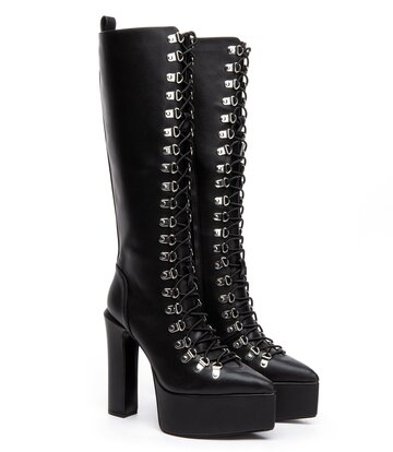 Giaro Giaro STRAGAZER | BLACK MATTE | LACED KNEE BOOTS