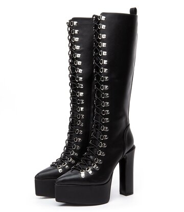 Giaro Giaro STRAGAZER | BLACK MATTE | LACED KNEE BOOTS