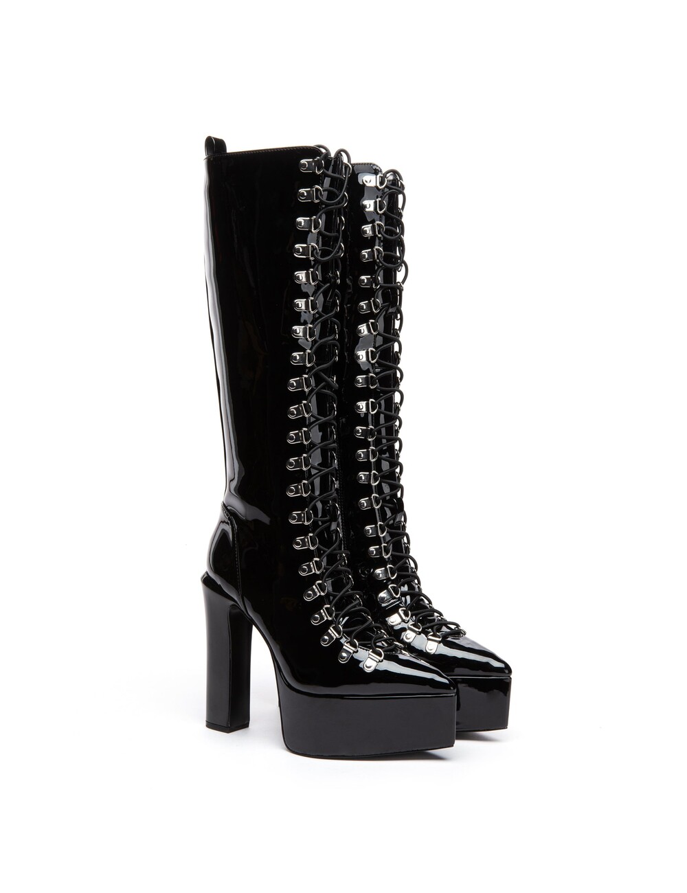 Giaro Giaro STRAGAZER | BLACK SHINY | LACED KNEE BOOTS