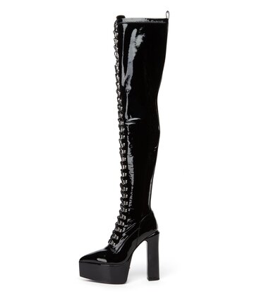 Giaro Giaro SECRETZ | BLACK SHINY | LACED THIGH BOOTS