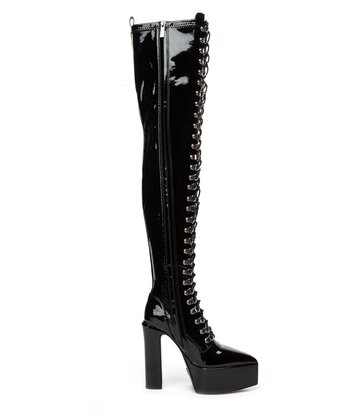 Giaro Giaro SECRETZ | BLACK SHINY | LACED THIGH BOOTS