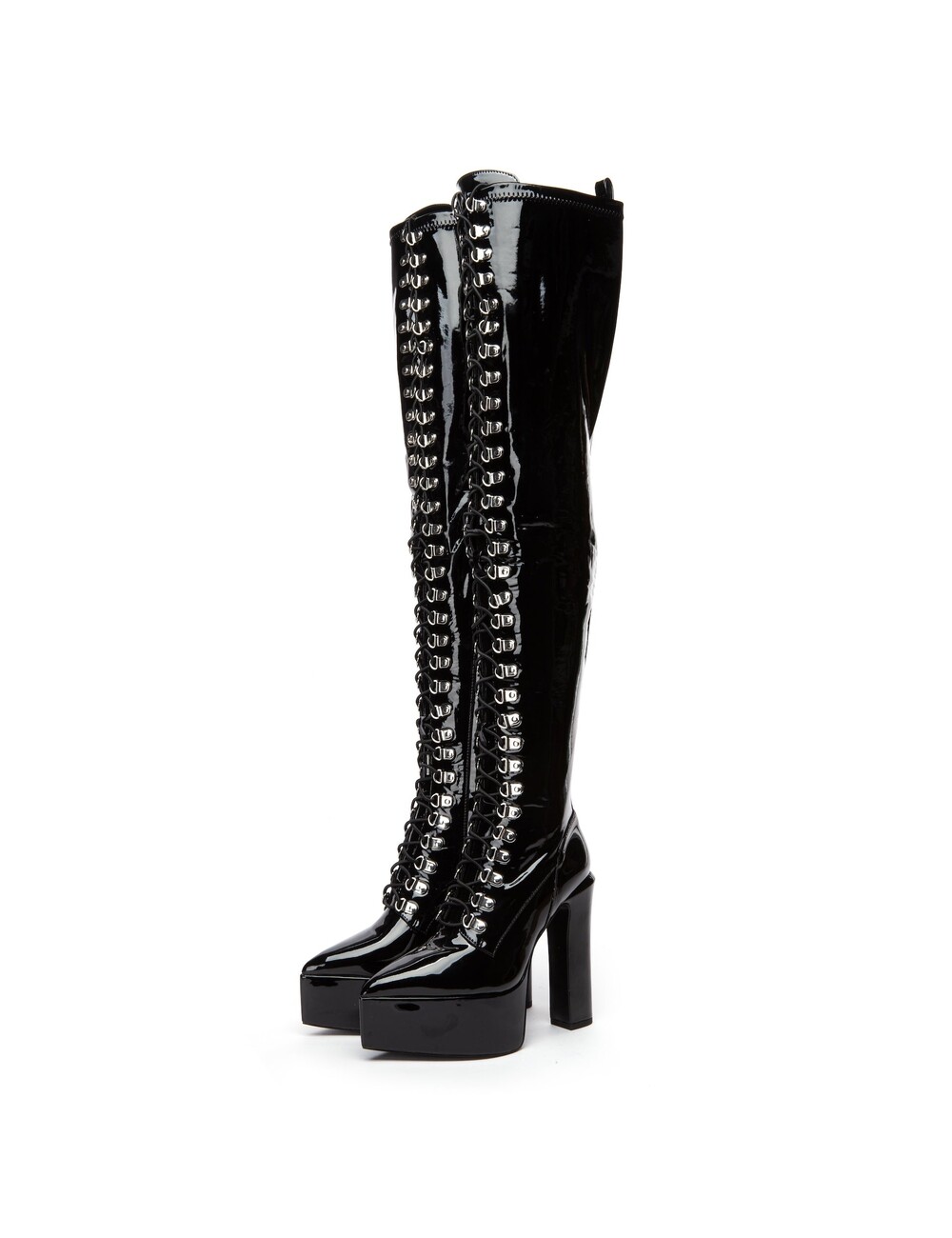 Giaro Giaro SECRETZ | BLACK SHINY | LACED THIGH BOOTS