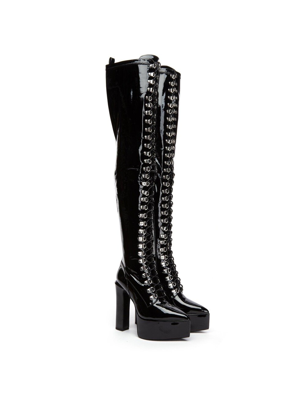 Giaro Giaro SECRETZ | BLACK SHINY | LACED THIGH BOOTS