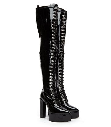 Giaro Giaro SECRETZ | BLACK SHINY | LACED THIGH BOOTS