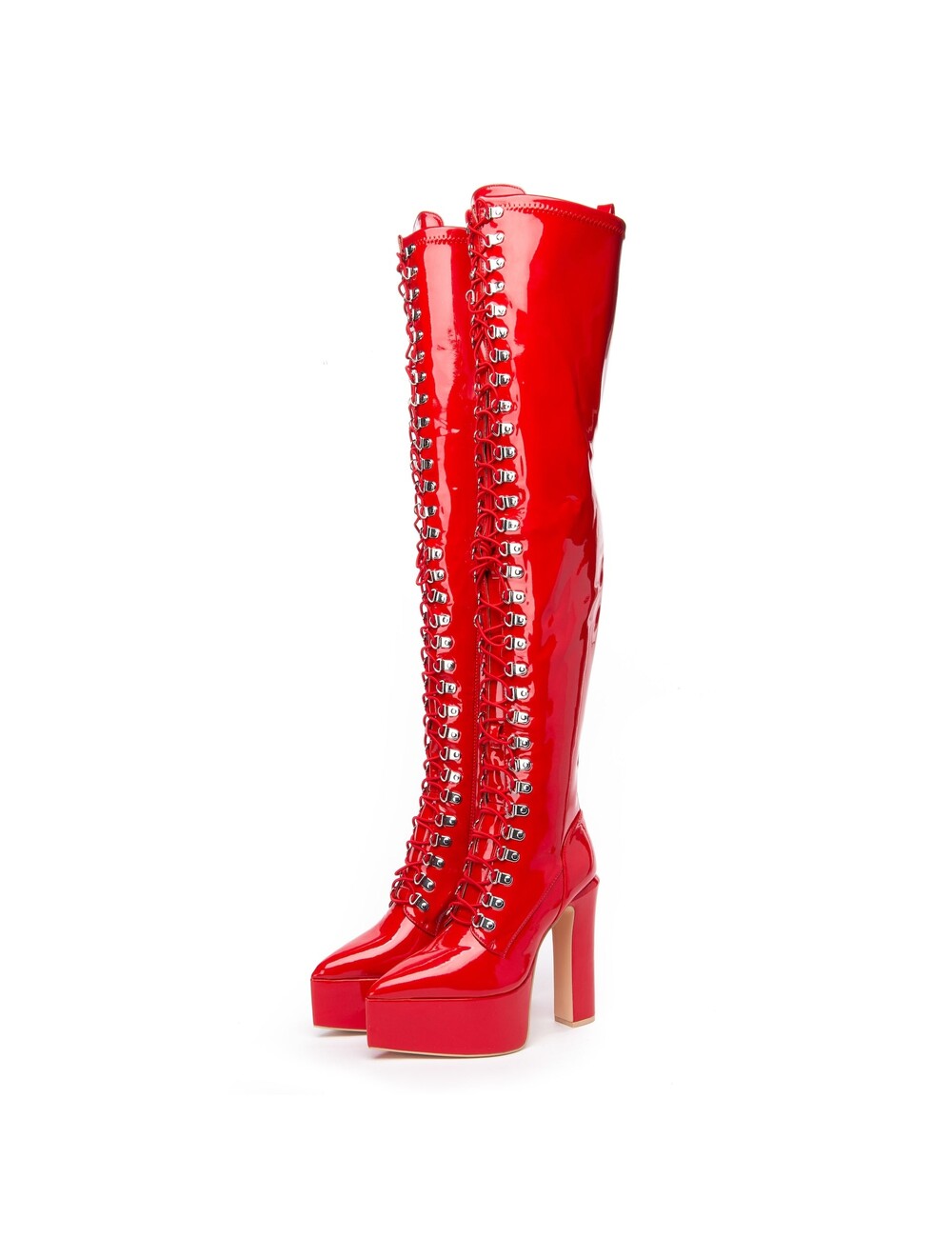 Giaro Giaro SECRETZ | RED SHINY | LACED THIGH BOOTS