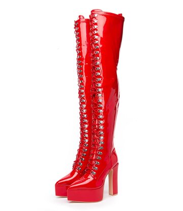 Giaro Giaro SECRETZ | RED SHINY | LACED THIGH BOOTS