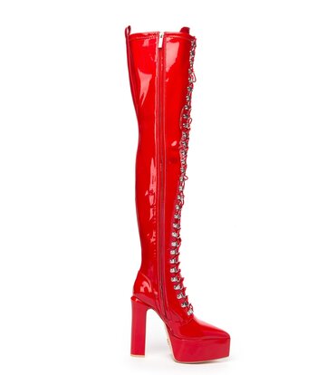 Giaro Giaro SECRETZ | RED SHINY | LACED THIGH BOOTS