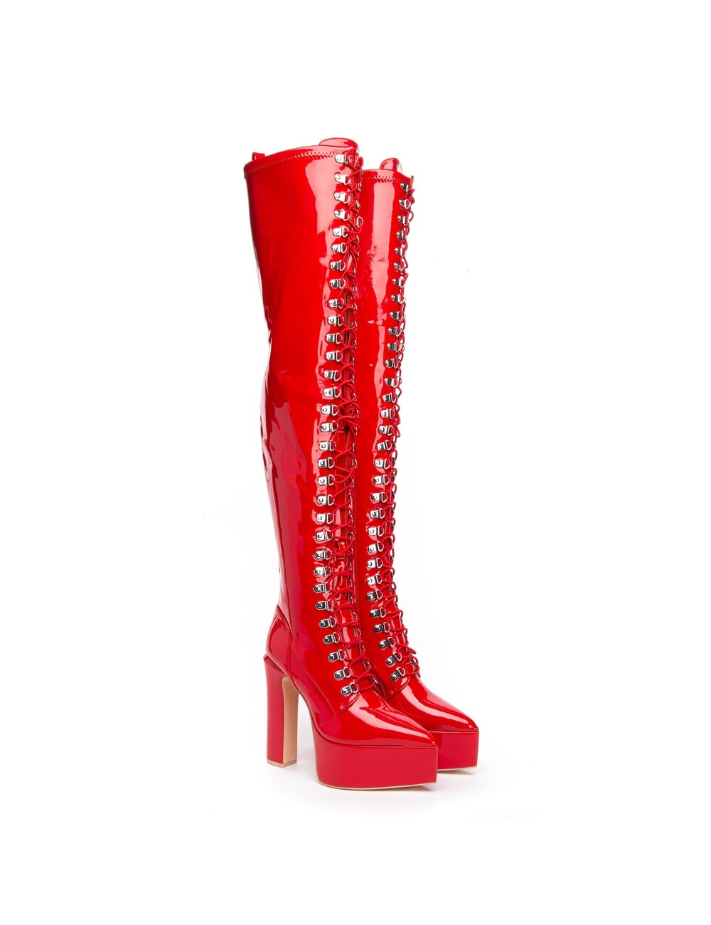 Giaro Giaro SECRETZ | RED SHINY | LACED THIGH BOOTS