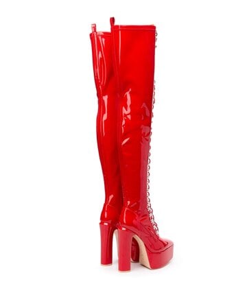 Giaro Giaro SECRETZ | RED SHINY | LACED THIGH BOOTS