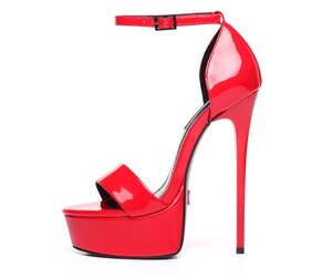 Red shiny Giaro high 16cm heeled platform sandals - Shoebidoo Shoes ...