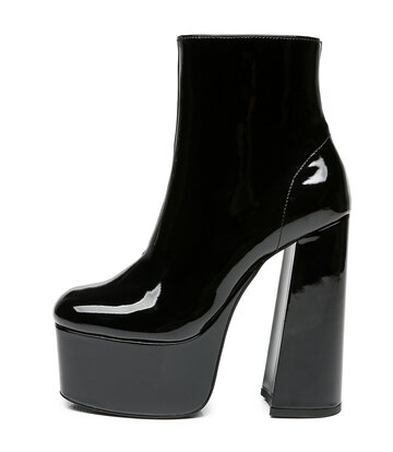 Ellie Tailor by Giaro Black shiny chunky heel "Antonia" ankle boots by Ellie