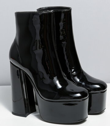 Ellie Tailor by Giaro Black shiny chunky heel "Antonia" ankle boots by Ellie