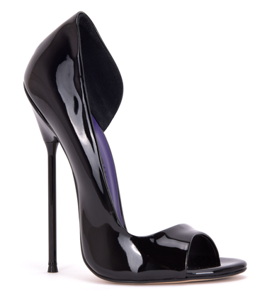 Sanctum Italienische Sandalen MONICA schwarz glänzend mit Metallabsatz mit lila Inlay