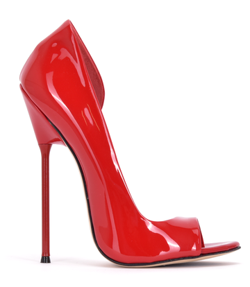 Sanctum Shoes Italiaanse sandalen MONICA rood glanzend met metalen hakken met paarse inleg