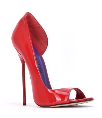 Sanctum Shoes Italienische Sandalen MONICA rot glänzend mit Metallabsatz mit lila Inlay