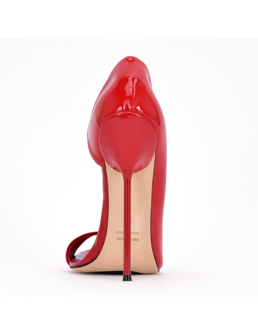 Sanctum Italian sandals MONICA red shiny with metal heels with purple inlay