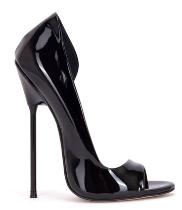 Sanctum Shoes Italienische Sandalen MONICA schwarz glänzend mit Metallabsatz mit lila Inlay
