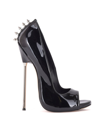 Sanctum Shoes Sanctum Shoes CLAUDINE SPIKE ZWART GLANZENDE PUMPS MET OPEN TEEN