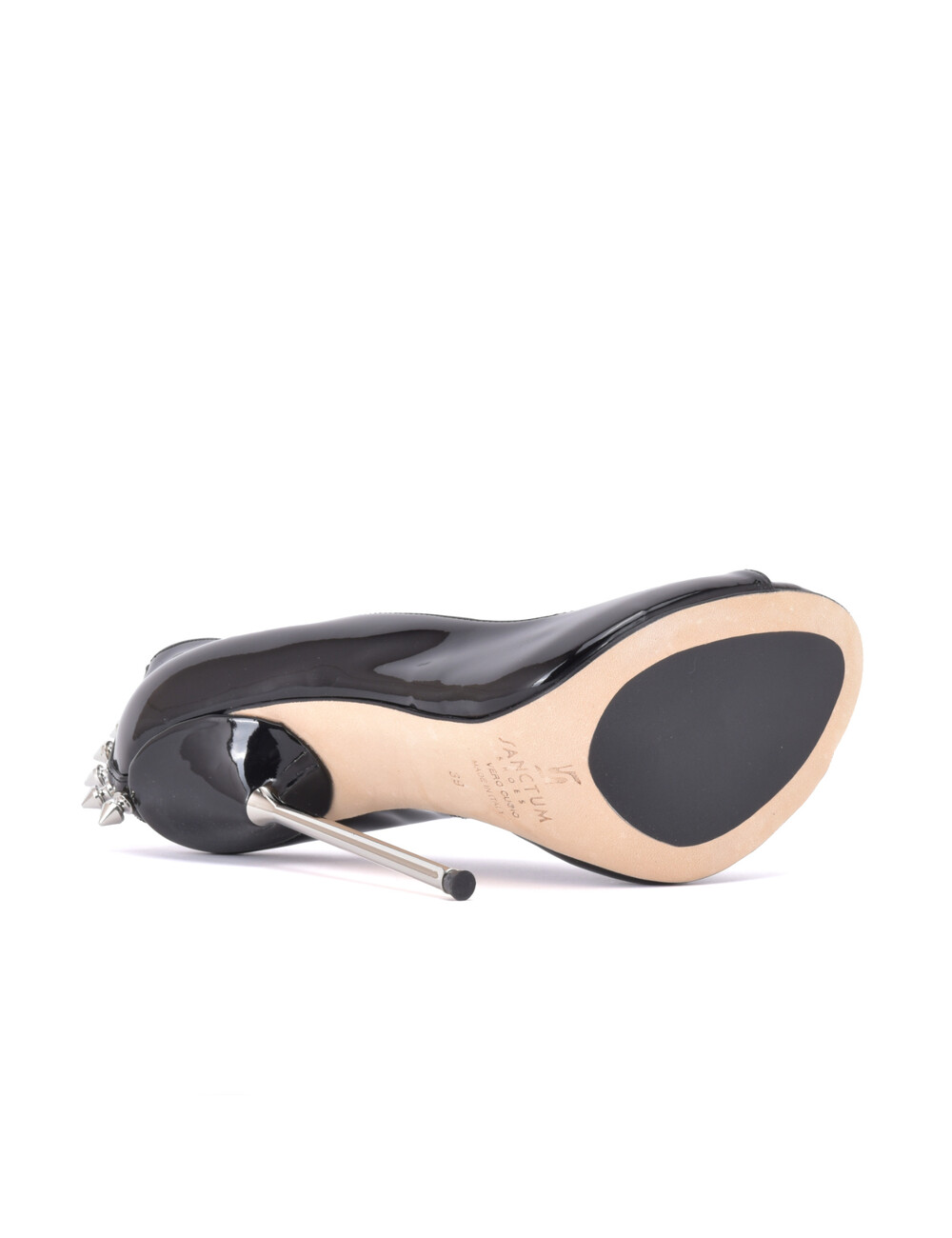 Sanctum Sanctum Shoes CLAUDINE SPIKE BLACK SHINY OPEN TOE PUMPS
