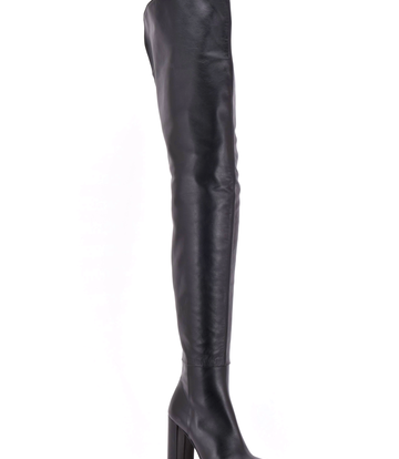 Sanctum Shoes Extra hoge Italiaanse lieslaarzen BROOKLYN met 10cm blokhakken in echt leer