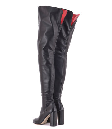 Sanctum Shoes Extra hoge Italiaanse lieslaarzen BROOKLYN met 10cm blokhakken in echt leer