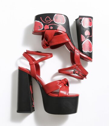 Ellie Tailor by Giaro Red hearts chunky heels  "Dolly" by Ellie Tailor