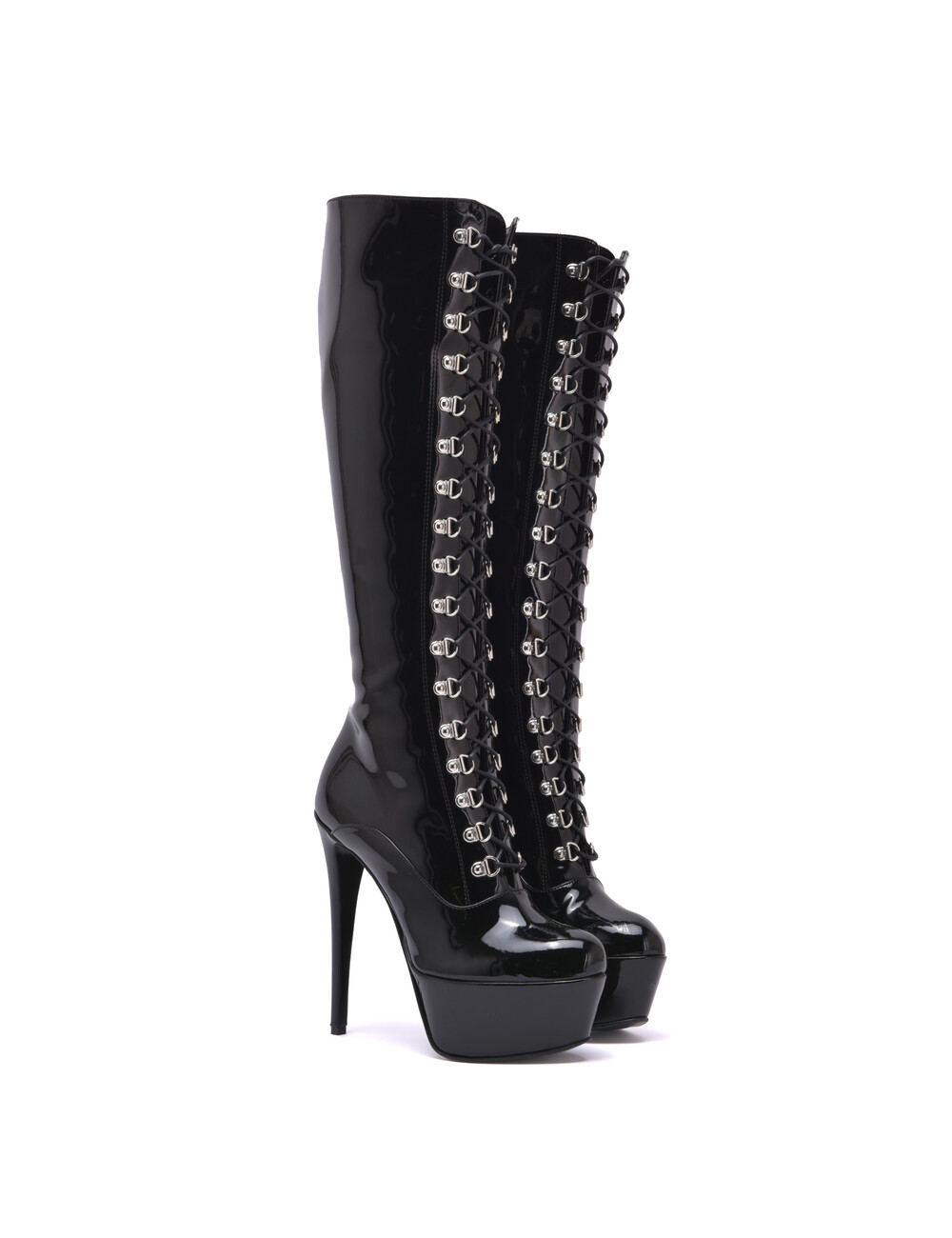 Sanctum Synthetic Leather Sanctum Shoes NINA LACE UP PLATFORM BOOTS SYNTHETIC BLACK SHINY
