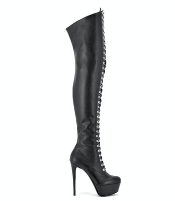 Sanctum Vegan  Sanctum Shoes NIGELLA BLACK MATTE LACE UP THIGH BOOTS