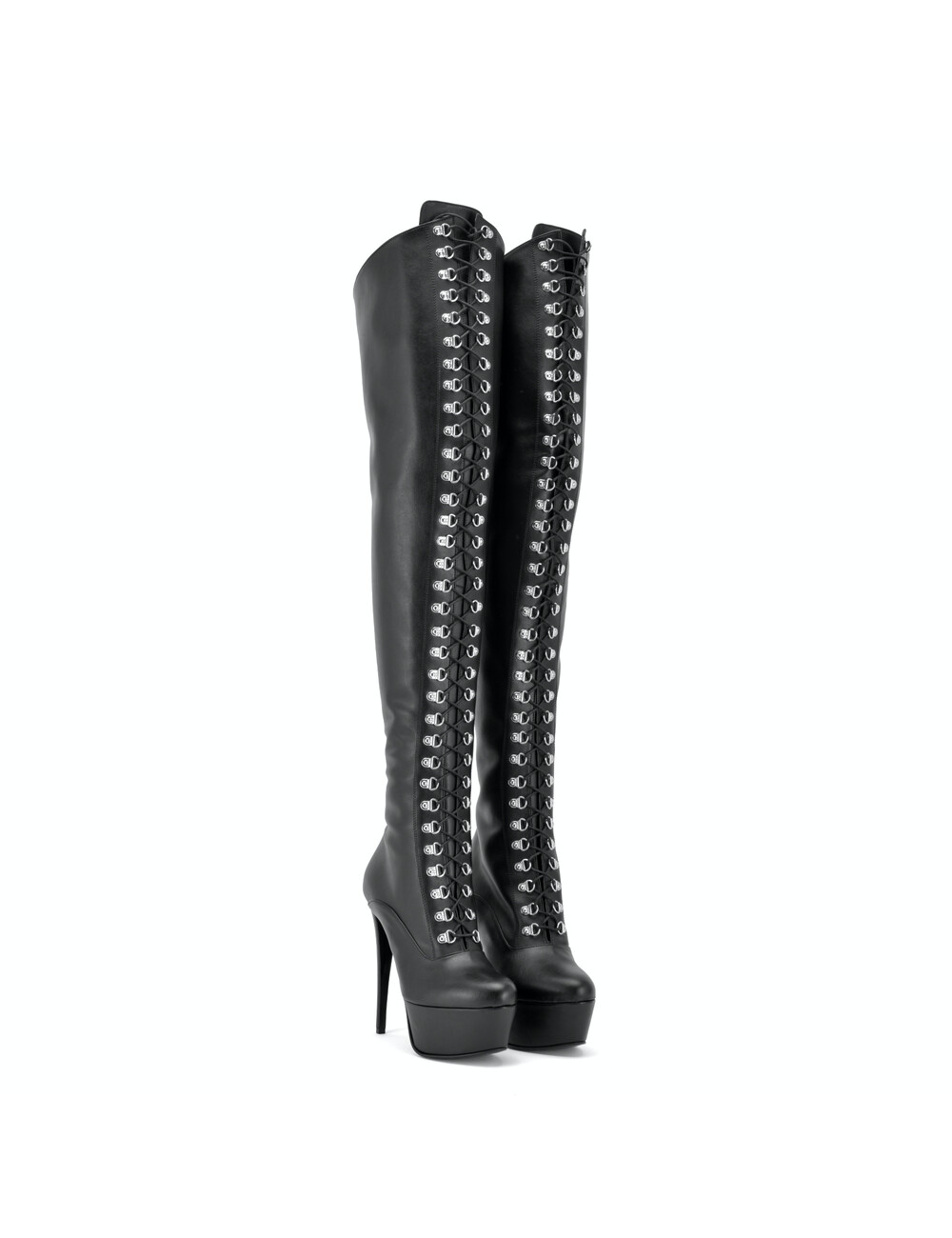 Sanctum Vegan  Sanctum Shoes NIGELLA BLACK MATTE LACE UP THIGH BOOTS