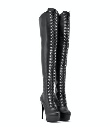 Sanctum Vegan  Sanctum Shoes NIGELLA BLACK MATTE LACE UP THIGH BOOTS