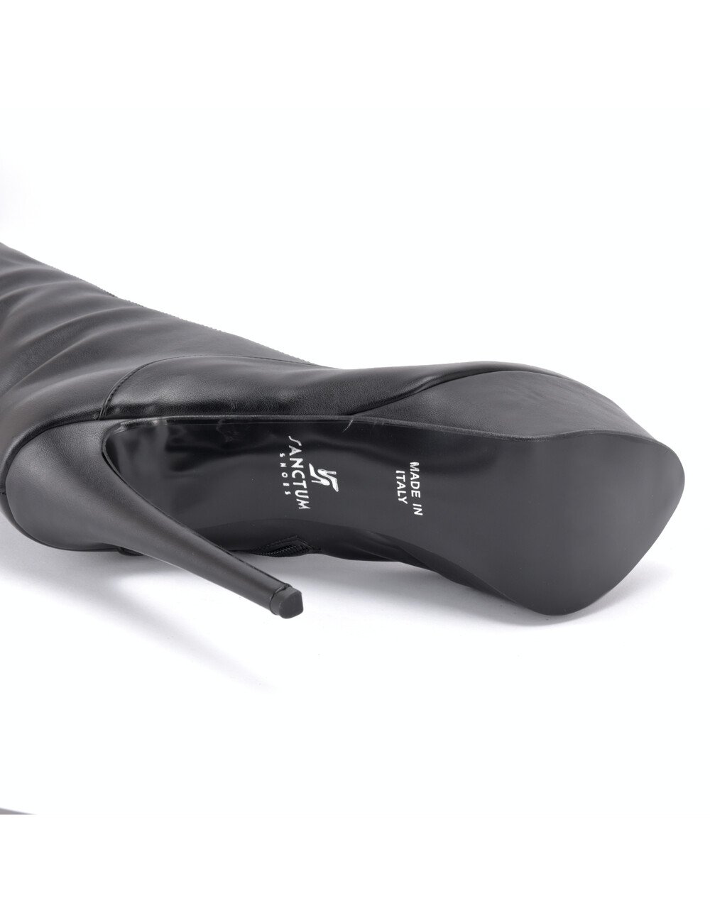 Sanctum Synthetic Leather Sanctum Shoes NIGELLA BLACK MATTE LACE UP SYNTHETIC THIGH BOOTS