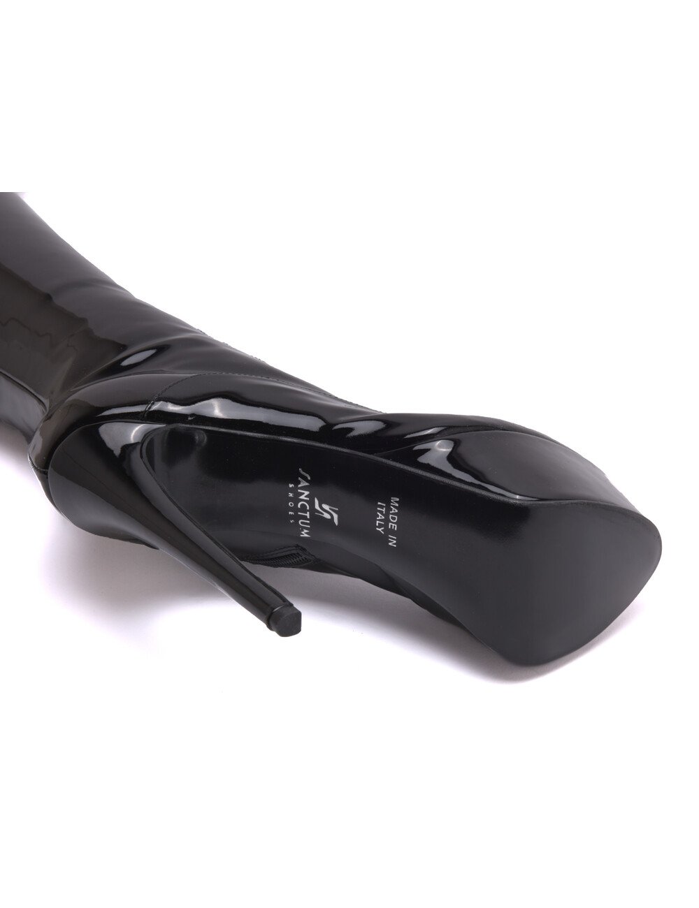 Sanctum Synthetic Leather Sanctum Shoes NIGELLA  BLACK SHINY LACE UP SYNTHETIC THIGH BOOTS