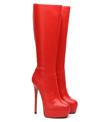 Giaro Giaro STACKSTAND RED SHINY KNEE BOOTS