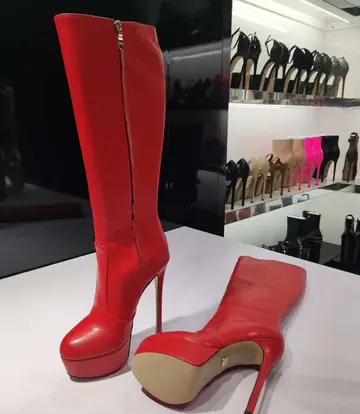 Giaro Giaro STACKSTAND RED SHINY KNEE BOOTS