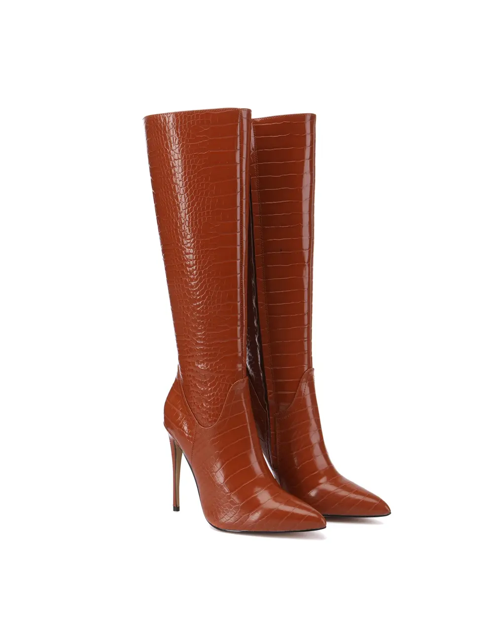 Giaro Giaro MILA | BROWN CROCK | KNEE BOOTS | Stiletto heels