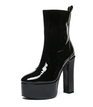 Giaro Giaro BAMARA BLACK SHINY | 14cm enkellaarsjes met platform