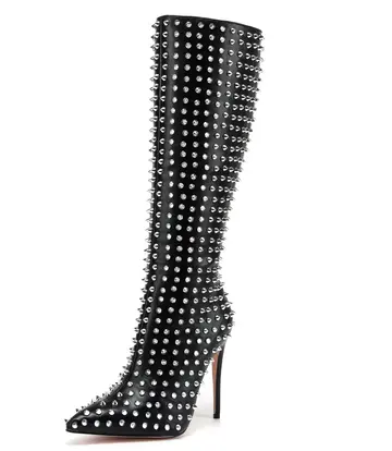 Giaro Giaro TRIBECA BLACK KNEE BOOTS WITH SILVER STUDS