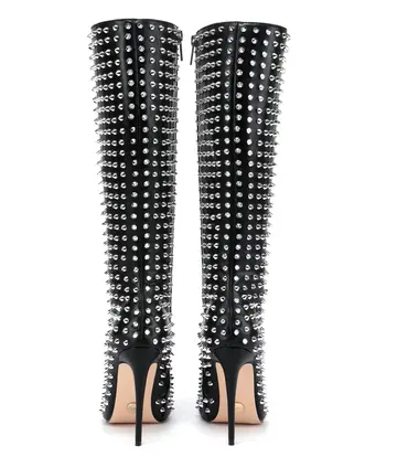 Giaro Giaro TRIBECA BLACK KNEE BOOTS WITH SILVER STUDS